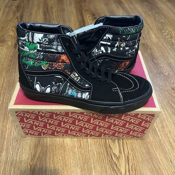 VANS sk8-hi top villains Disney black suede lace up shoes sneakers women's 8.5 - Picture 1 of 9
